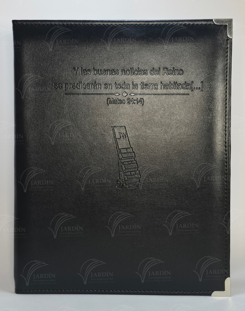 CARPETA C/RELIEVE EXHIBIDOR Y ESQUINERO METÁLICO ACOJINADA COSIDA