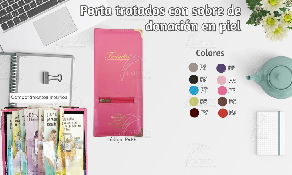 PORTA TRATADOS PIEL C/SOBRE DONACION TURQUESA