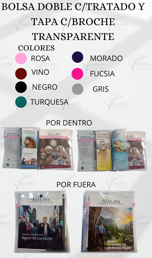 BOLSA DOBLE C/TRATADO Y TAPA C/BROCHE TRANSPARENTE TURQUESA