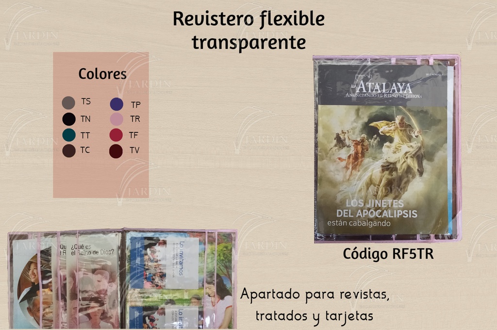 REVISTERO FLEXIBLE TRANSPARENTE C/TARJETA ROSA