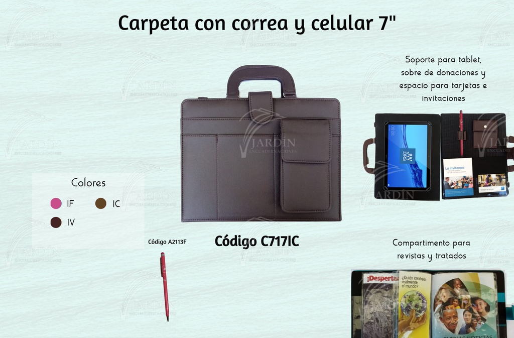 CARPETA CON CORREA Y CELULAR Y TABLET 7"-8" AZUL MARINO (IND.)