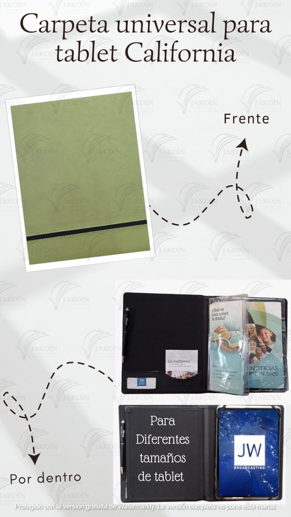 CARPETA UNIVERSAL P/TABLET CALIFORNIA VERDE MANZANA