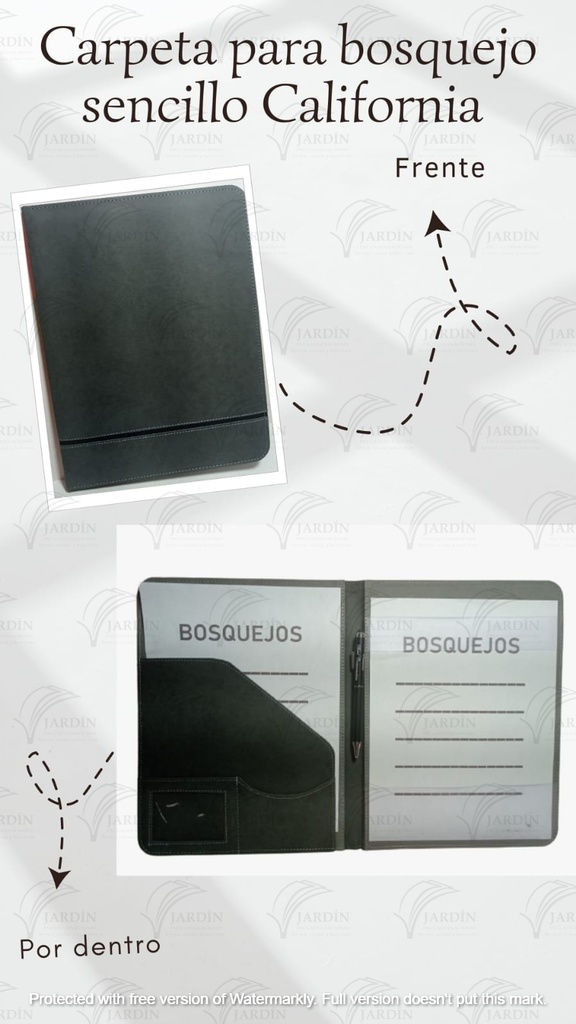 CARPETA BOSQUEJO C/TIRA Y TARJETERO CALIFORNIA GRIS OSCURO