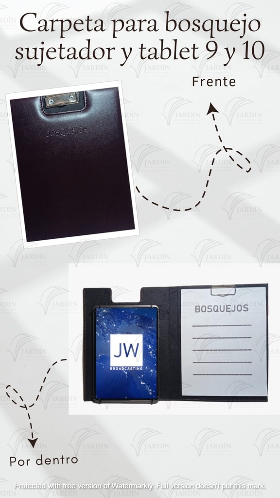 CARPETA BOSQUEJOS C/ SUJETADOR Y TABLET 9"-10" COSIDA RELIEVE SINTETICO VINO
