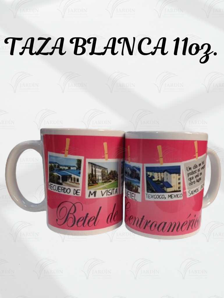 TAZA BLANCA 11 ONZ. MOD.(18) BETEL DE CENTRO AMERICA ROSA 5 IMÁGENES