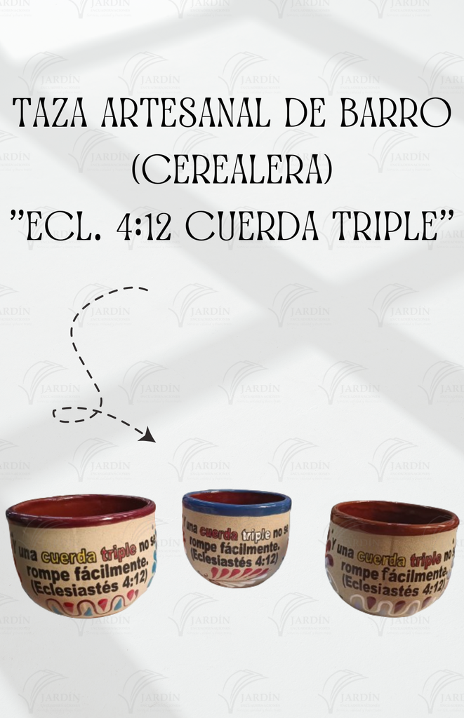 TAZA ARTESANAL DE BARRO (CEREALERA) "ECL. 4:12 CUERDA TRIPLE" MIEL