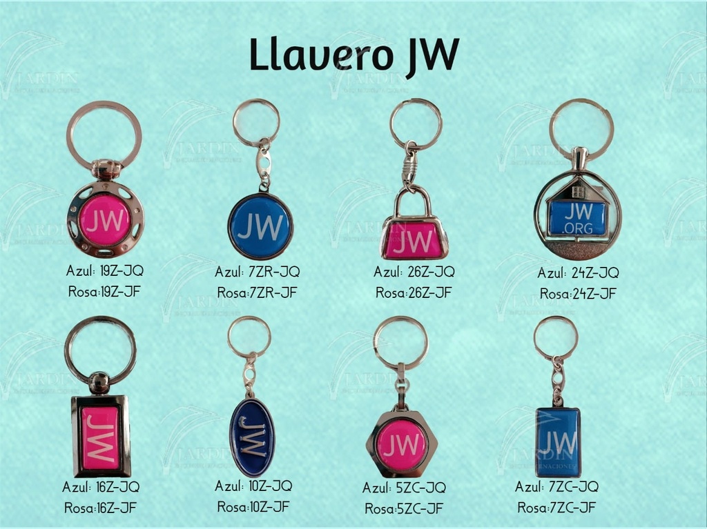LLAVERO JW AZUL RECTANGULO GDE. NIQUEL