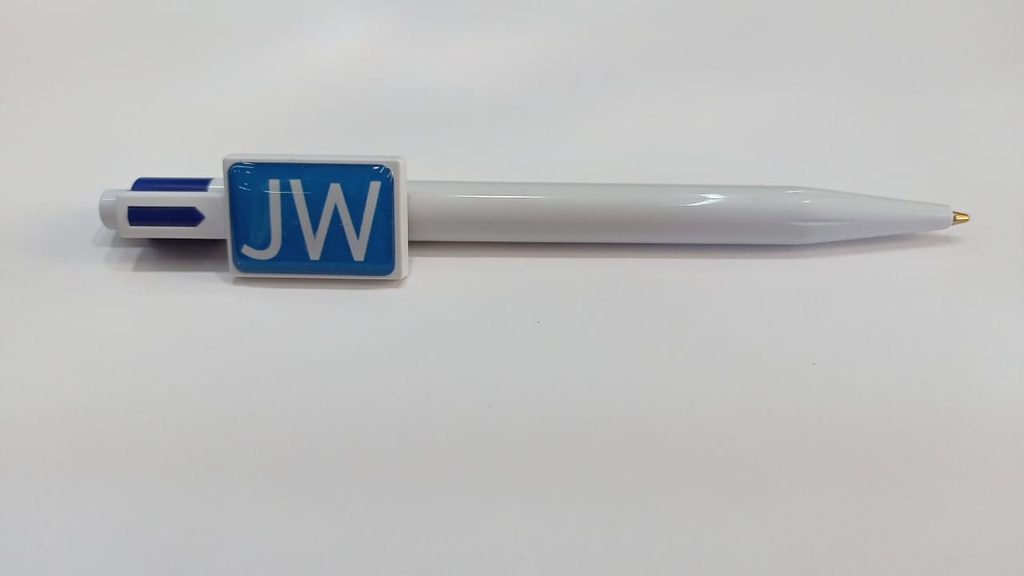 PLUMA BLANCA C/FIGURA RECT. (1.7 X 2.7 CM) JW AZUL