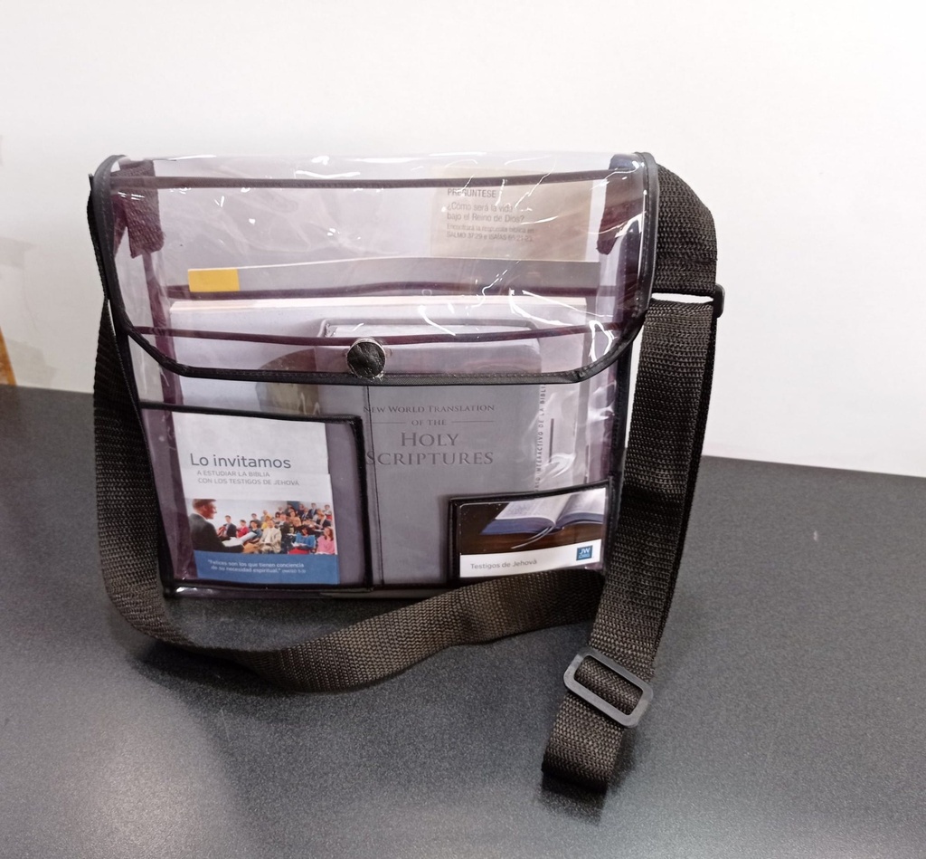 BOLSA TRANSPARENTE C/CORREA (27X26CM) MORADO