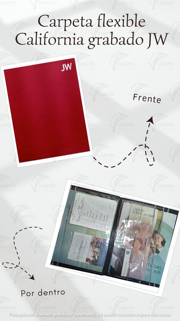 CARPETA FLEXIBLE GRABADO JW CALIFORNIA ROJO