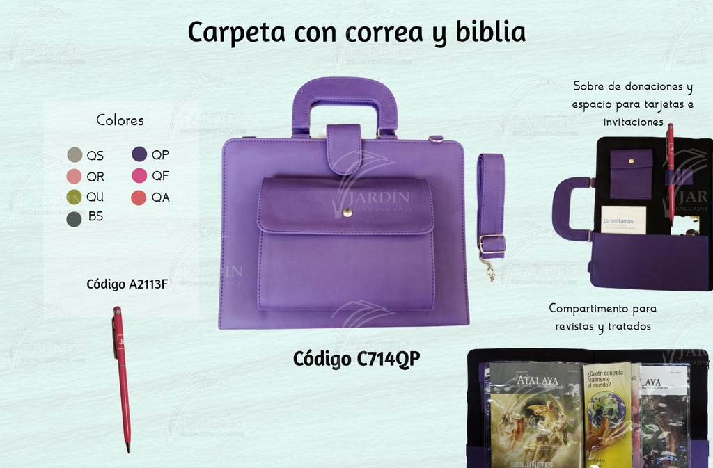 CARPETA CON CORREA Y BIBLIA SINTETICO GRIS