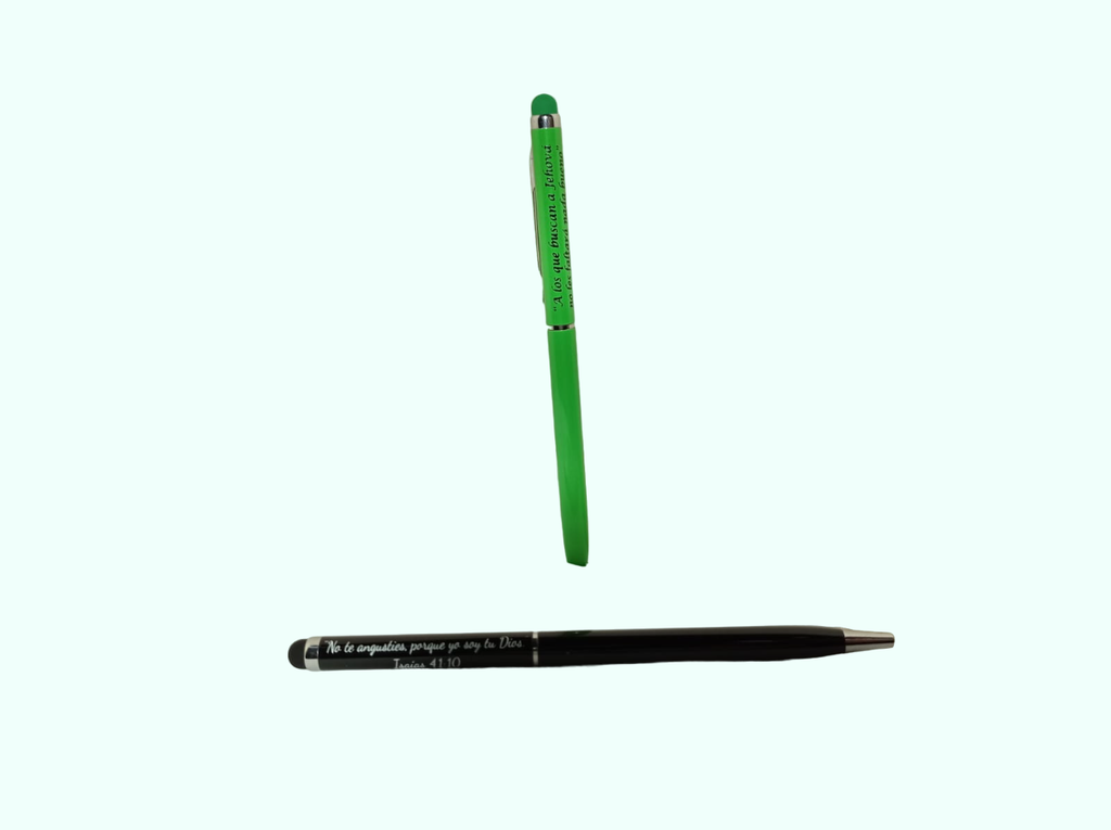 PLUMA ODRA C/GOMA TOUCH TEXTO VERDE