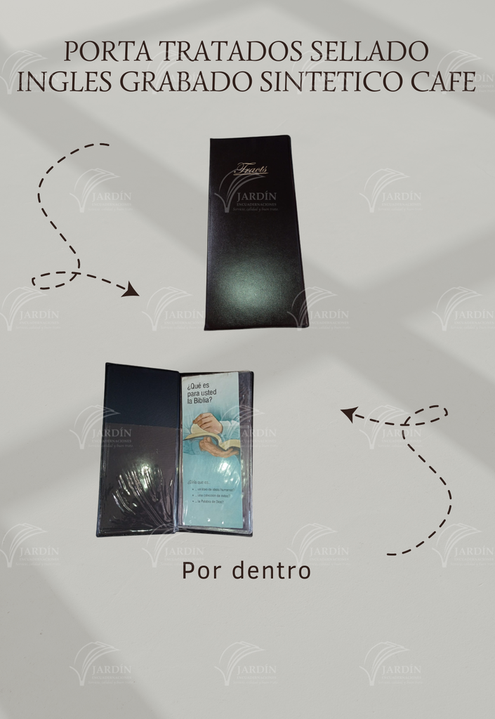 PORTA TRATADOS SELLADO INGLES GRABADO SINTETICO CAFÉ