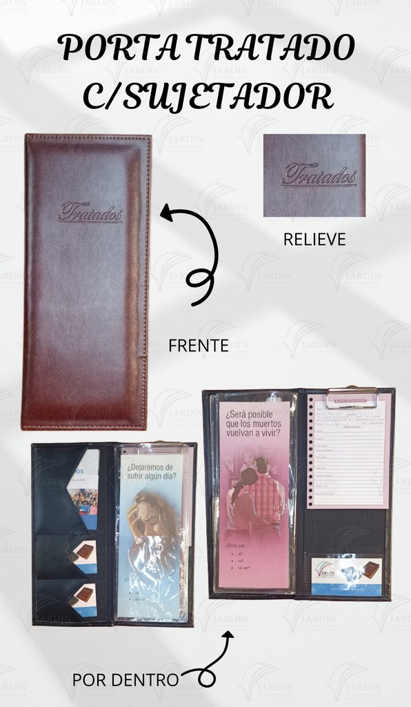 PORTA TRATADOS C/SUJETADOR COSIDO C/MICAS RELIEVE SINTETICO MIEL