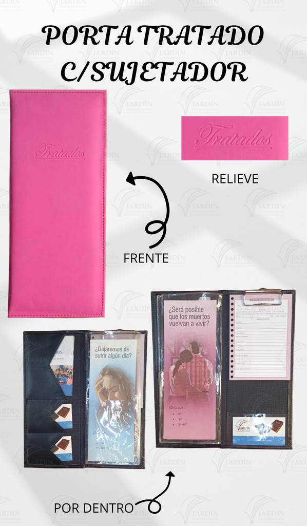 PORTA TRATADOS C/SUJETADOR COSIDO C/MICAS RELIEVE CALIFORNIA FUCSIA