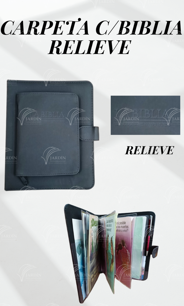 CARPETA CON BIBLIA CALIFORNIA NEGRO RELIEVE