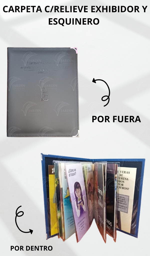 CARPETA C/RELIEVE EXHIBIDOR Y ESQUINERO METALICO ACOJINADA COSIDA CALIFORNIA NEGRO