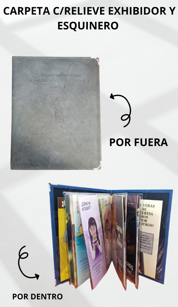 CARPETA C/RELIEVE EXHIBIDOR Y ESQUINERO METALICO ACOJINADA COSIDA CALIFORNIA GRIS OSCURO