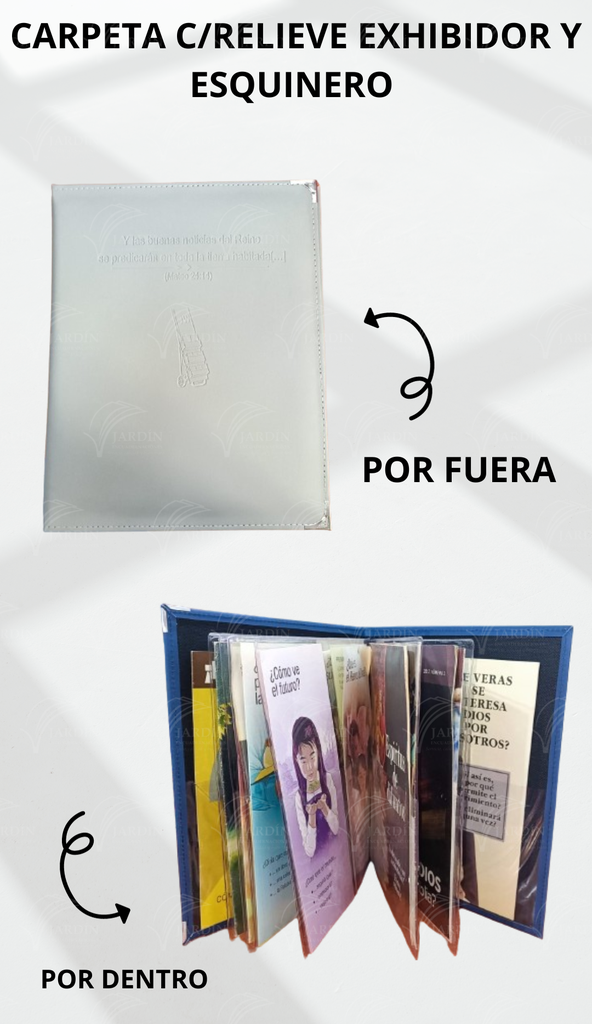 CARPETA C/RELIEVE EXHIBIDOR Y ESQUINERO METALICO ACOJINADA COSIDA CALIFORNIA GRIS CLARO