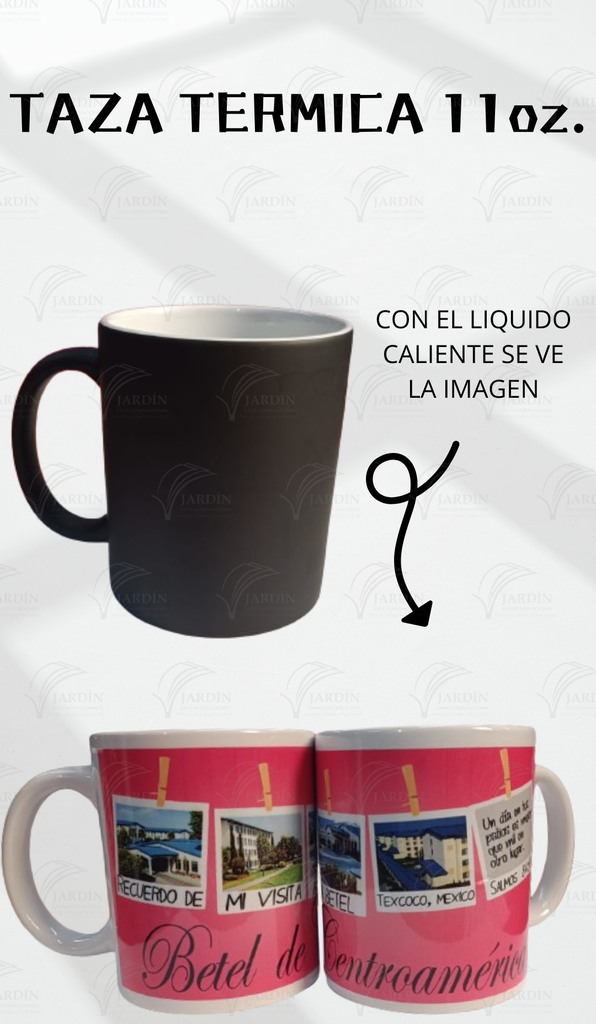 TAZA TERMICA NEGRA 11 ONZ. MOD.(18) BETEL DE CENTRO AMERICA ROSA 5 IMÁGENES