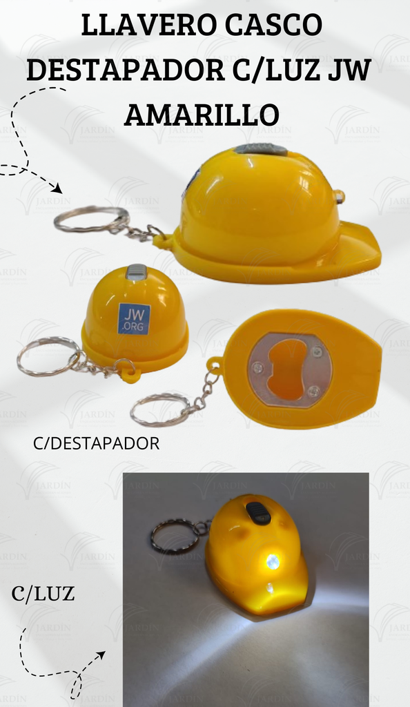 LLAVERO CASCO DESTAPADOR C/LUZ JW AMARILLO