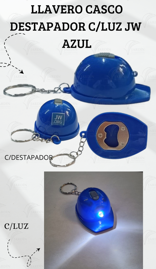 LLAVERO CASCO DESTAPADOR C/LUZ JW AZUL