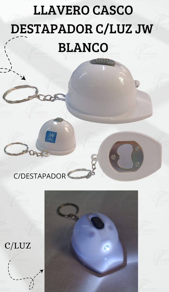 LLAVERO CASCO DESTAPADOR C/LUZ JW BLANCO