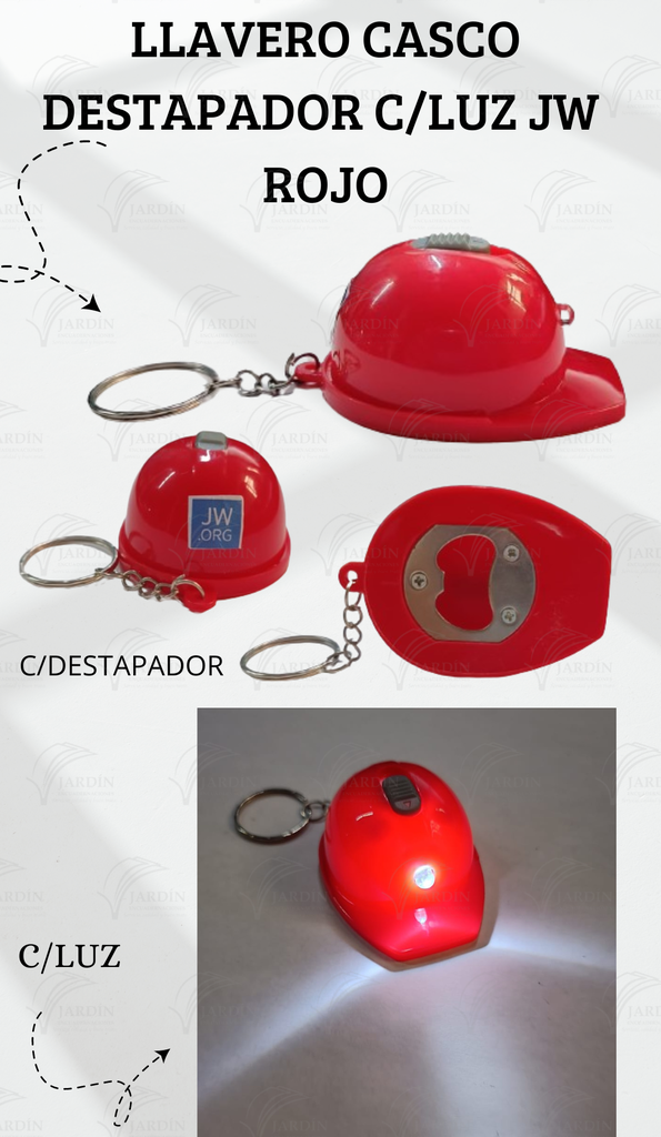 LLAVERO CASCO DESTAPADOR C/LUZ JW ROJO