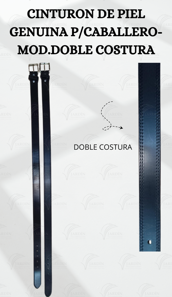 CINTURON DE PIEL GENUINA P/CABALLERO-MOD.DOBLE COSTURA