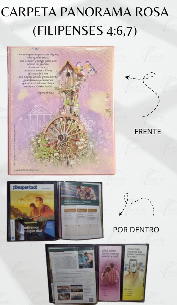 CARPETA PANORAMA (FILIPENSES 4:6,7) C/MICA P/TARJETA CALIFORNIA ROSA