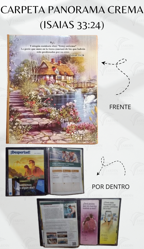 CARPETA PANORAMA (ISAIAS 33:24) C/MICA P/TARJETA CALIFORNIA CREMA
