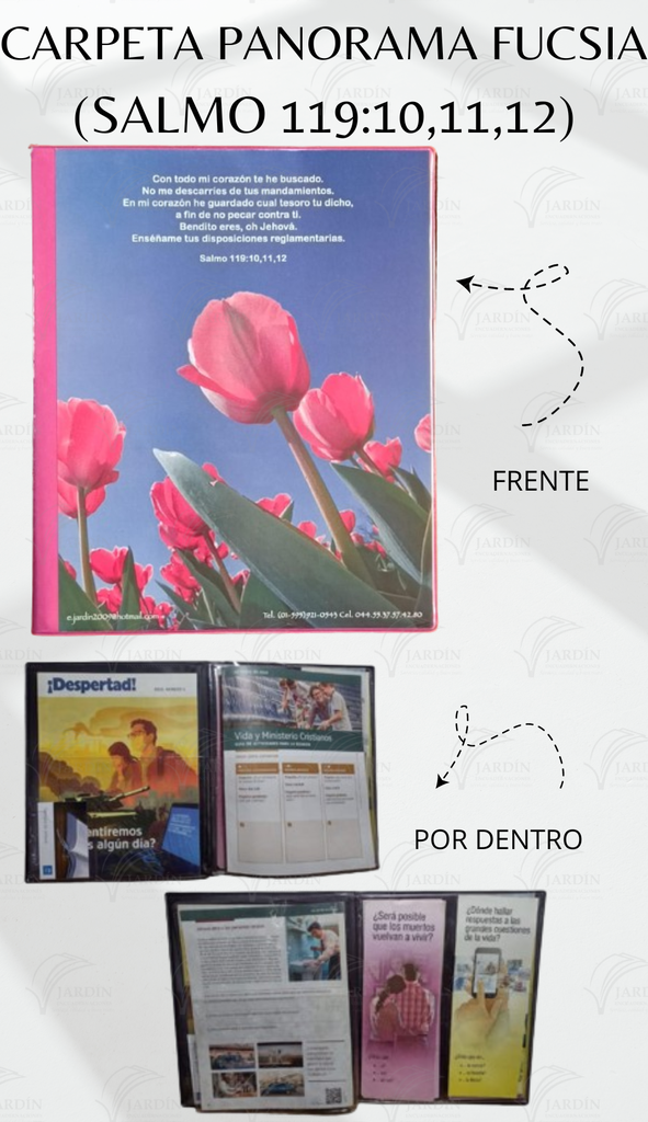 CARPETA PANORAMA (SALMO 119:10,11,12) C/MICA P/TARJETA CALIFORNIA FUCSIA