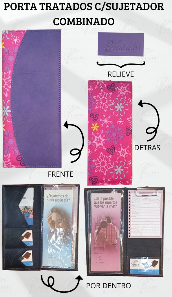 PORTA TRATADOS C/SUJETADOR COSIDO COMBINADO COPOS/MORADO