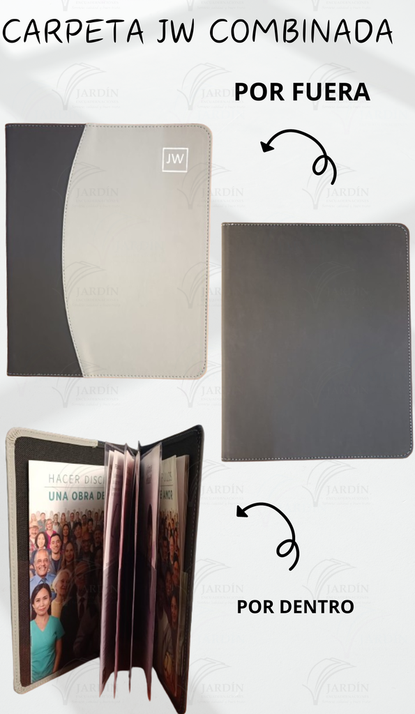 CARPETA COSIDA JW GRABADO COMBINADA CALIFORNIA NEGRO/ GRIS CLARO