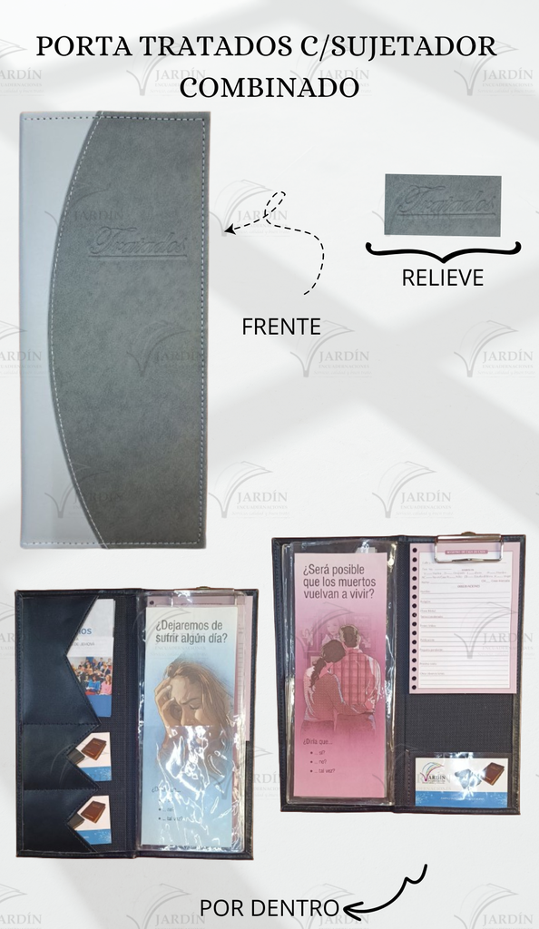 PORTA TRATADOS C/SUJETADOR COSIDO COMBINADO CALIFORNIA GRIS CLARO/GRIS OSCURO