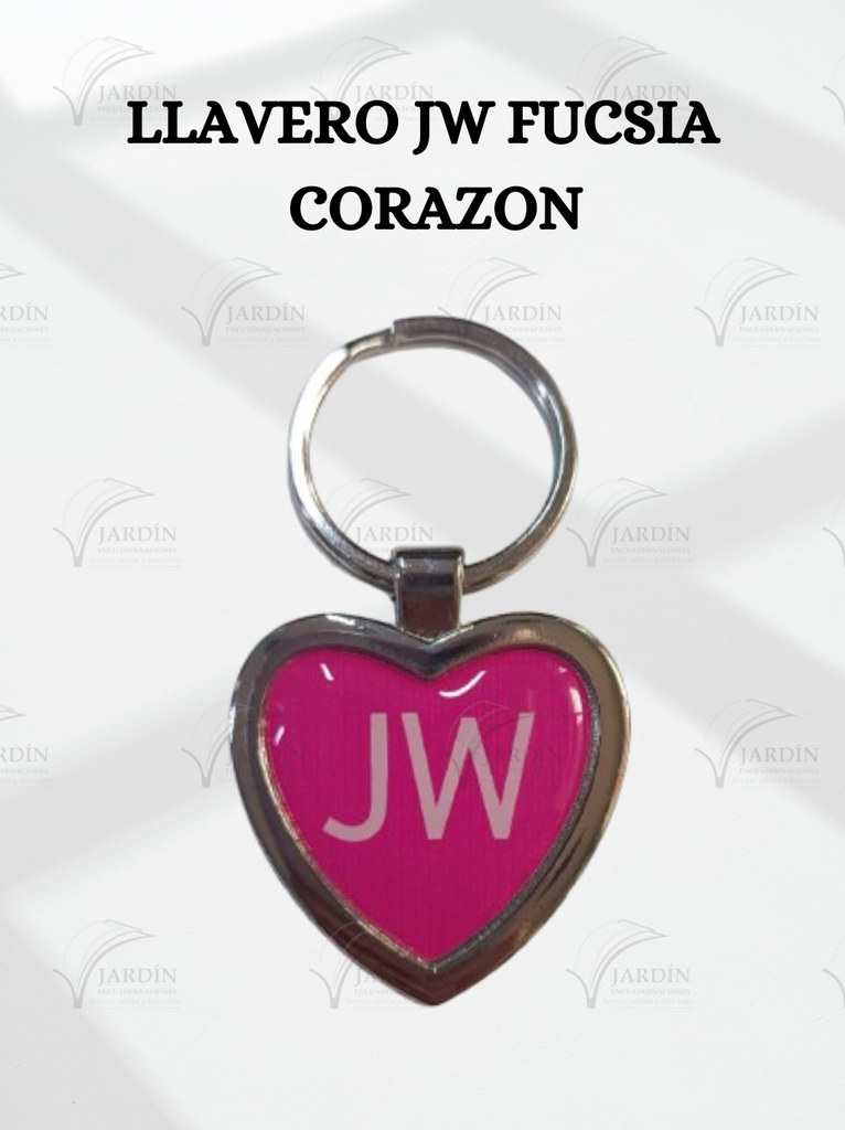 LLAVERO JW FUCSIA CORAZON NIQUEL