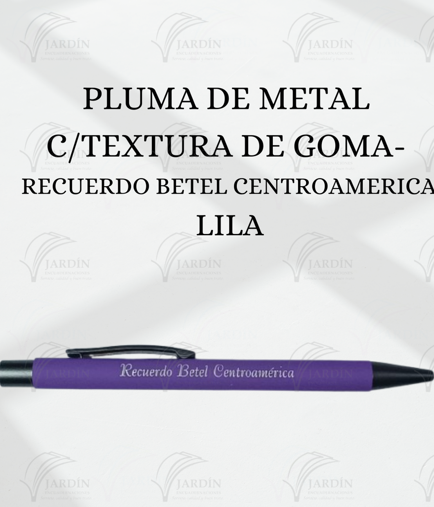 PLUMA DE METAL C/TEXTURA DE GOMA- RECUERDO BETEL CENTROAMERICA LILA