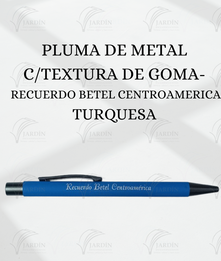 PLUMA DE METAL C/TEXTURA DE GOMA- RECUERDO BETEL CENTROAMERICA TURQUESA
