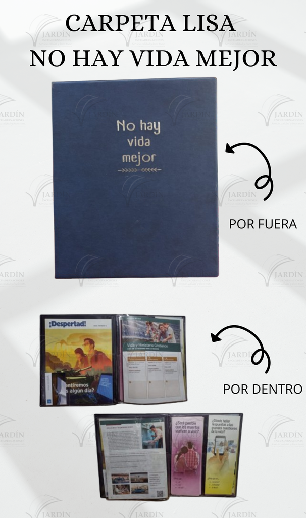 CARPETA LISA NO HAY VIDA MEJOR GRABADO C/MICA P/TARJETA CALIFORNIA AZUL MARINO