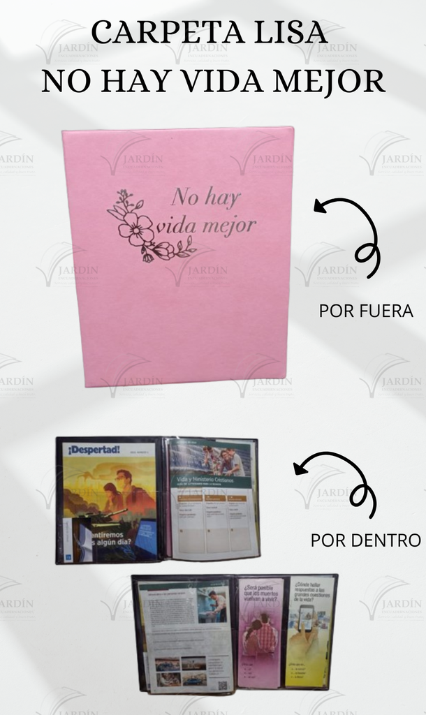 CARPETA LISA NO HAY VIDA MEJOR C/FLOR GRABADO C/MICA P/TARJETA CALIFORNIA ROSA