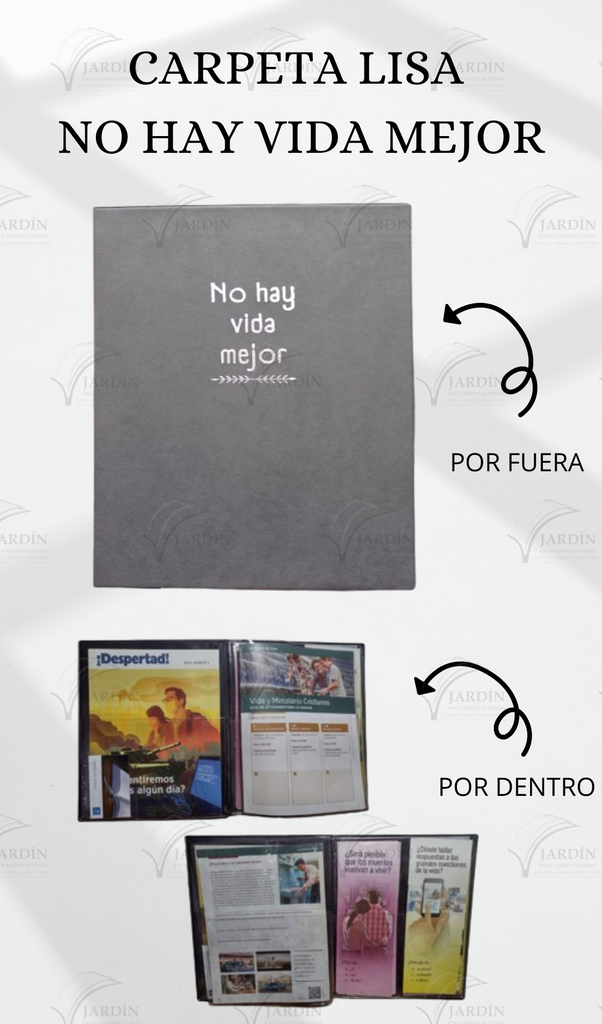 CARPETA LISA NO HAY VIDA MEJOR GRABADO C/MICA P/TARJETA CALIFORNIA GRIS OSCURO
