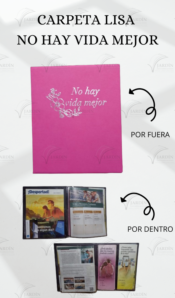 CARPETA LISA NO HAY VIDA MEJOR C/FLOR GRABADO C/MICA P/TARJETA CALIFORNIA FUCSIA