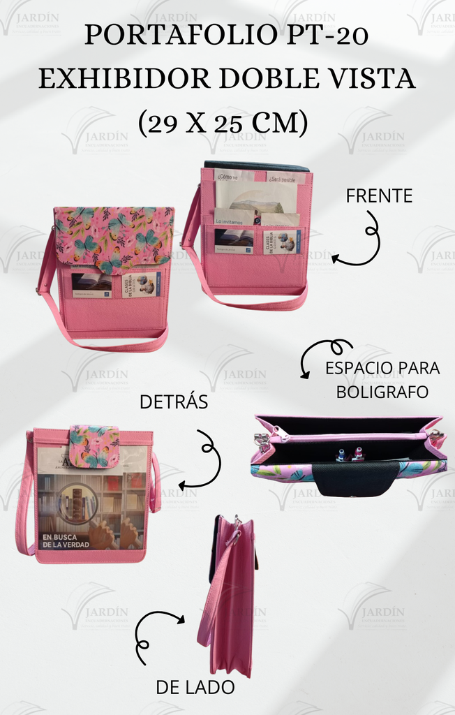 PORTAFOLIO PT-20 EXHIBIDOR DOBLE VISTA (29 X 25 CM) COMBINADO ROSA C/MARIPOSA