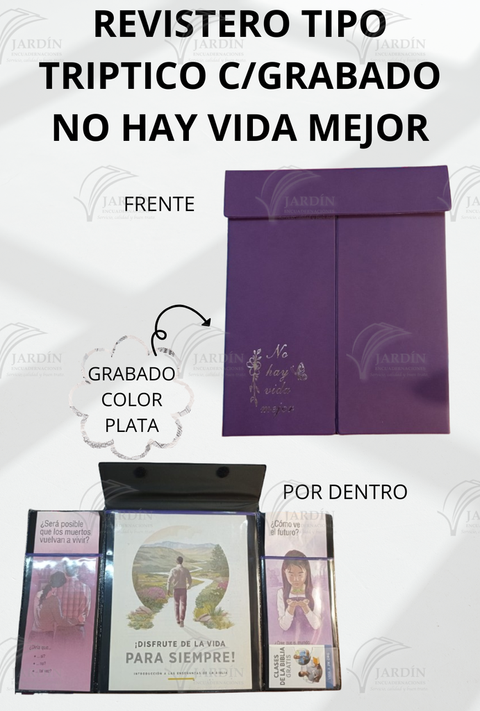 REVISTERO TIPO TRIPTICO C/GRABADO NO HAY VIDA MEJOR - CALIFORNIA MORADO
