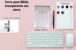 [FBS1-SF] FORRO BIBLIA MEDIANA C/CIERRE TRANSPARENTE VIES FUCSIA, CINTA GRIS, CIERRE FUCSIA