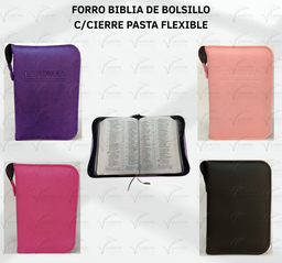 FORRO BIBLIA DE BOLSILLO C/CIERRE PASTA FLEXIBLE RELIEVE CALIFORNIA