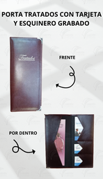 [PT4-AM] PORTA TRATADOS CON TARJETA Y ESQUINERO METALICO COSIDO (S/MICAS) GRABADO SINTETICO MIEL