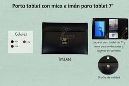 [TM3-AV] PORTA TABLET C/MICA E IMAN C/TAPA 7"-8" GRABADO JW SINTETICO VINO