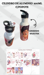 [CIL3-09] CILINDRO DE ALUMINIO 600 ML C/POPOTE MOD. 09 (SOFÍA MARIPOSA)