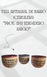 [TZ-AR-02-9] TAZA ARTESANAL DE BARRO (CEREALERA) "PROV. 17:17 VERDADERO AMIGO" VINO